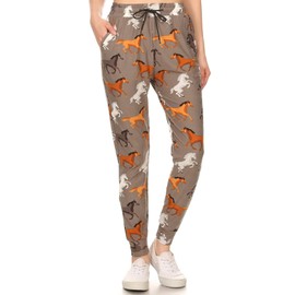 JGAX-R915-3X Horse Trot Print Jogger Track Pants w/Pockets, 3X