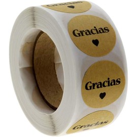 Rollo de etiquetas adhesivas redondas con texto "Gracias" en espaol, etiquetas adhesivas de agradecimiento para tarjetas de Accin de Gracias, sellos de etiquetado