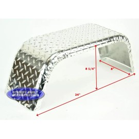 Distributor Aluminum Diamond Plate Boat Trailer Fender Single 8 x 24 x 8 1/4in