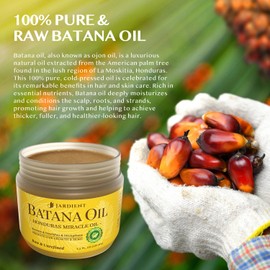 Jardient Raw Batana Oil for Hair Care: 100% Pure - Dr. Sebi Batana Oil from Honduras - For Thicker & Stronger Hair Men & Women 4.2 OZ