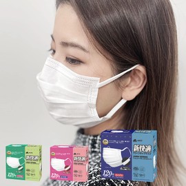 [OHTE] 新快適 不織布マスク ふつうサイズ 120枚入 耳が痛くなりにくい 全国マスク工業会会員 カケンテスト認証 プリーツタイプ (120枚ｘ1箱) (ふつうサイズ)