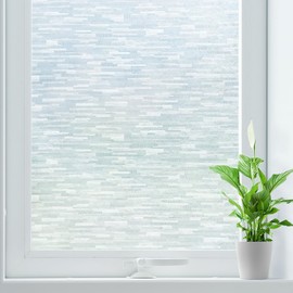 rabbitgoo Window Privacy Film, Frosted Glass Window Film Static Cling Covering, Non Adhesive Privacy Window Cling Vinyl, Removable Frosting Window Film for Home Decoration, White, 17.5" x 78.7"
