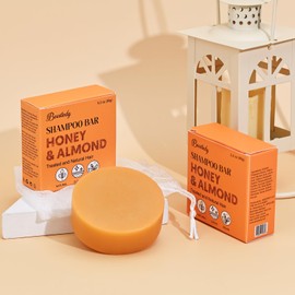Boostedy Honey & Almond Shampoo Bar - Sulfate-Free, Moisturizing & Nourishing, Natural, Clean Vegan, Suitable for All Hair Types - 3.2oz (90 g)