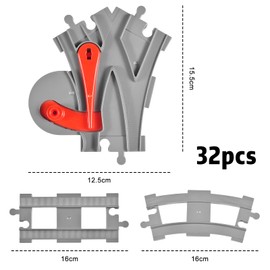 Building Blocks Train Rail Set, 32 Pieces City Railway Rails, Rail Extension Set, Toy Railway Rails, Consisting of Cross Track Straight, Curve Rails, for 3 4 5 Girls and Boys