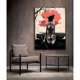 HMDKHI Japanese Bushido Poster Pictures, Japanese Ninjas Samurai Figures Painting, Japanese Figures and Mount Fuji Poster, Without Frame (JP-06, 1 Pieces, 20 x 30 cm)