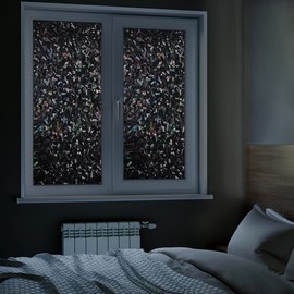 LEMON CLOUD Total Blackout Window Privacy Film Static Cling， Decorative Frosted Window Covering 100% Opaque Film Tint Darkening Removable Film for High Privacy（Blackout Half Moon 23.6 x 157.4inches）