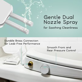 PREMAXA Bidet Toilet Seat for Elongated Toilets, Non-Electric, Dual Nozzle, Soft Close, Self-Cleaning, Ambient Water Temperature, Easy Installation, Reduce Toilet Paper Usage