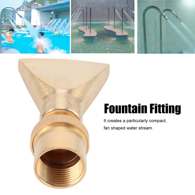 Brass Narrow Fan Jet Water Fountain Nozzle Spray Head Adjustable