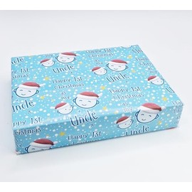 2 Sheets Cute Faces Happy 1st Christmas As My Uncle Wrapping paper First Christmas Blue Family Relation Giftwrap (PA)