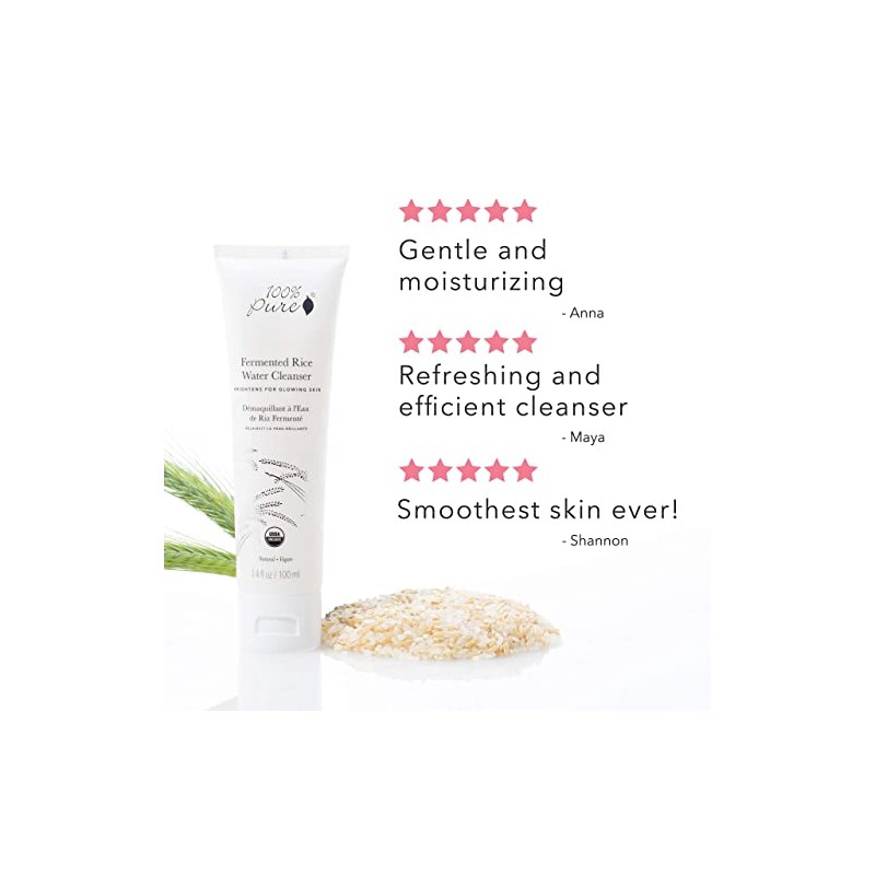 100% PURE Fermented Rice Water Cleanser, Face Wash, Skin Care