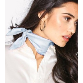 MEISEE Solid Color Mulberry Silk Scarf 20" Square Scarf Neck Scarf Hair Head Breathable Lightweight for Women Gift Packed (Light blue)