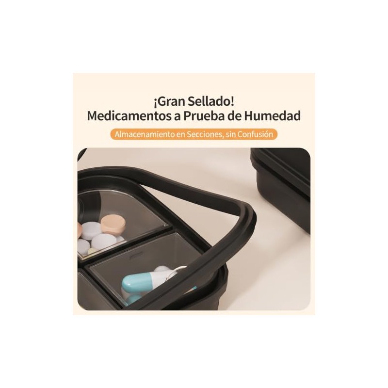 Richome Pastillero de Viaje Impermeable, Pastillero Semanal Portátil