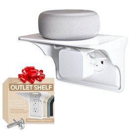 Horizontal Power Perch Wall Outlet Shelf for Efficient Use of Space in Home & Office - Helps Organize Phones, Devices, Decor, and Accessories in the Kitchen, Bathroom, Bedroom Racks - Size: Horizontal, Color: White, Quantity: 1Pack