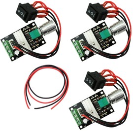 RUNCCI-YUN 3Pcs DC Motor Speed Controller,3A 6V 24V 12V 3A PWM Motor Controller Reversible Controller Regulator with Switch Positive Inversion Control Switching Button with Speed Control Knob