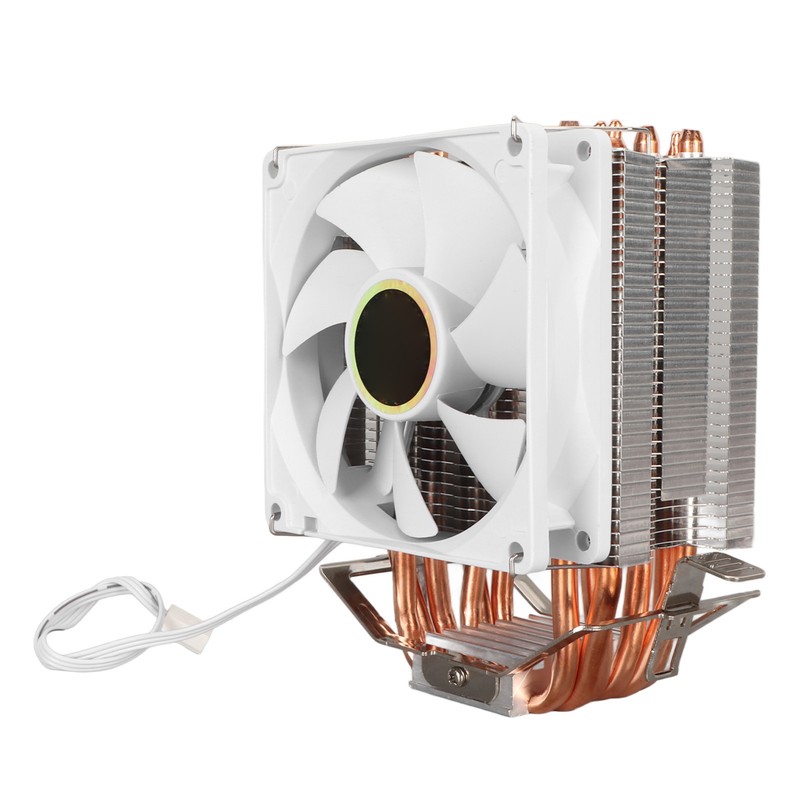 CPU Cooling Fan Professional Efficient 6 Tubes 3 Wires White