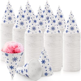 AVLA 400 Pack Snow Cone Cups, 4 OZ LeakProof Paper Cone Water Cups for Slush, Shaved Ice, Ice Cream, Sorbet, Water, Disposable Craft Funnels for Oil, Small Dispenser Cup, Protein Powder Drinks