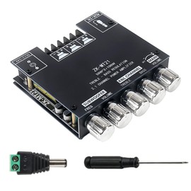 ZK-MT21 2.1 Channel Bluetooth Amplifier Board, 50W×2 + 100W Class D Audio Amp with Subwoofer Control, Bass/Treble Adjustment, 15m BT 5.0, AUX Input, 12-24V DC for DIY Home Theater, PC Gaming Speaker