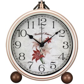 BVI BOOMERVIVI Classic Vintage Clock - Elegant and Decorative Analog Clock,Silent Non-Ticking Clock with Distressed Metal Frame for Office, Living Room or Bedroom (White)