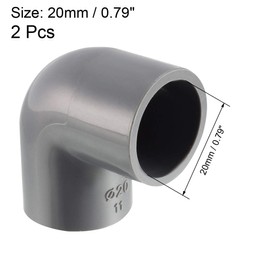 sourcing map PVC Pipe Fitting 20mm Slip Socket 90 Degree Elbow Coupling Connector Gray 2Pcs