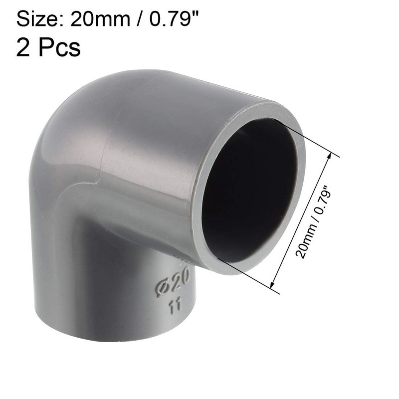 sourcing map PVC Pipe Fitting 20mm Slip Socket 90 Degree