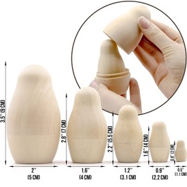 Lot of 10 Set by 5 pcs Blank Nesting Dolls - Unfinished Unpainted Russian Nesting Dolls - Blank Doll - Nesting Doll DIY - Unfinished Wooden Doll Craft