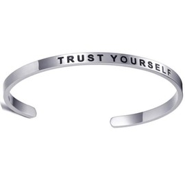 Jude Jewelers Pulsera apilable de acero inoxidable con mantra, regalo de graduación, Metal