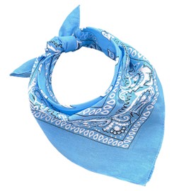 Bandanas 100% Cotton for Women Men Children Unisex with Paisley Pattern Handkerchief Headwear Hair Scarf Collar Wrist Head COD.644, sky blue, One Size