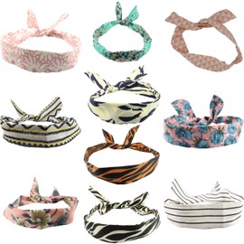 Wire Headbands Hairbands for Women Head Scarf – Set of 10 Flexible, Soft & Adjustable Head Bands