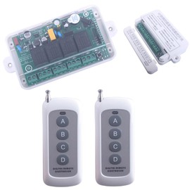 12V-36V 4CH Wireless Control Relay Switch 433MHz 4 Channel Remote Switch 2 Transmitters Receiver Universal Garage Doors,Window, Motor DC 12V 24V 36V Remote Relay Switch (DC 12V-36V/ 2* Controller)