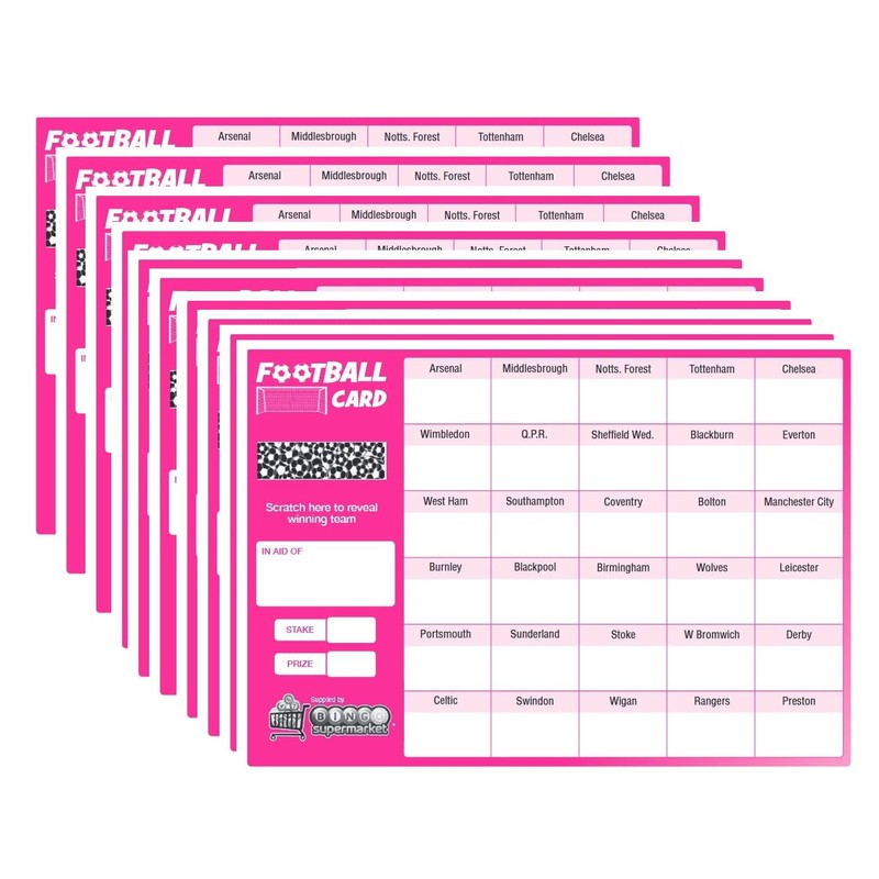 Bingosupermarket Football Fundraising Scratch Cards (30 Team) A5 Size 10