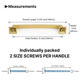 Haidms 25 Pack Gold Cabinet Handles 5 inch Hole Centers Brushed Gold Cabinet Pulls Gold Drawer Pulls, Matte Gold Cabinet Pulls Brass Drawer Pulls Vintage, Square Kitchen Cabinet Handles