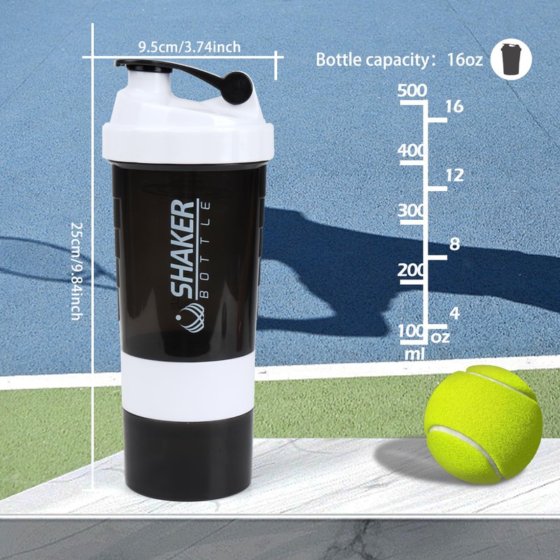 XTKS Shaker Bottle - Protein Shaker Cup with Storage Compartments