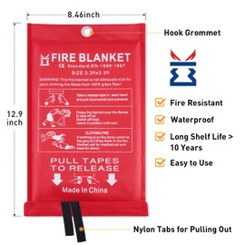KITOSUN Kitosun L?schdecke Kche Feuerl?schdecke - Glasfaser Brandschutzdecke Feuerl?scher fr Haushalt Fettbr?nde Fettbrand Bros Garagen Schwei?werkst?tten Auto Einfach Effizient 1M x 1M (1Stck-L?schdecke)