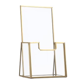 SUMTree Gold Metal Glass Brochure Holder Stand Countertop literature Holder Display Stand Pamphlets Flyers Storage Holder, 11 * 8 * 20cm
