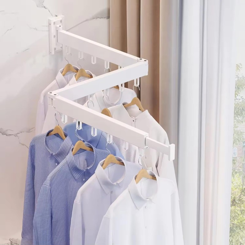 Wall Mounted Clothes Drying Rack Space Saving Laundry Rack Folding