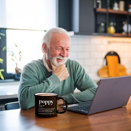 Maustic Grandpa Gifts, Fathers Day Birthday Christmas Gifts for Grandpa, Poppy Gift from Grandkids, Grandfather Gift, Poppy Definition Mug, 15 Oz
