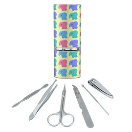 Cute Kawaii Baby Elephants Pattern Stainless Steel Manicure Pedicure Grooming Beauty Care Travel Kit