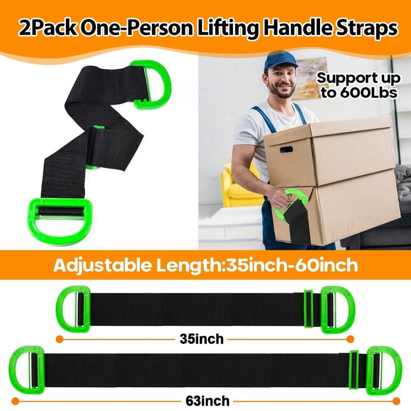 Furniture Moving Straps,Lifting Straps for 2 Movers,Adjustable Moving Strap Padded