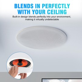STUDIOFINIX 8 Inch Bluetooth Ceiling Speaker System, 400W Peak in-Ceiling Speakers with 2-Channel Wall Amplifier, Flush Mount Home Audio for Living Room, Office, Kitchen & Covered Patio（Pair）