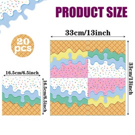 Ice Cream Plates and Napkins, Party Supplies Ice Cream Disposable Paper Plates Napkins Tableware Set for Birthday Sweet Summer Ice Party (40Pcs)