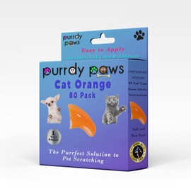 Purrdy Paws 1 Year Supply Soft Nail Caps for Cats Orange Medium - Extra Adhesives