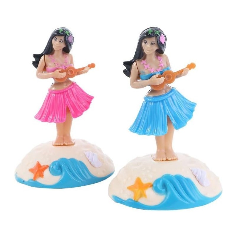 Pink Solar Powered Dancing Girl Swinging Hawaiian Girl Grass Skirt