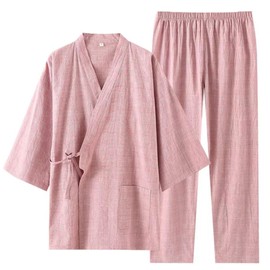 SISOFTLY Jinbei Women's Top and Bottom Set, Mother's Day Gift, Stylish, Shijira Weave, Cool, Women's, Pajamas, Room Wear, Jinbei, M, L, XL, Plain Work Wear, Loungewear, Relaxing Wear, Pink, XL