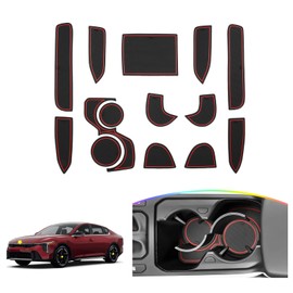 SKTU Door Slot Mat for 2025 Kia K4 Accessories Door Groove Gate Pad 14Pcs Fit for 2025+ Kia K4 (LX/LXS/EX/GT-Line/GT-Line Turbo) Door Compartment Cup Center Console Liners 2025 K4 Floor Liners (Red)