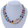Avalaya 2-Row Multicoloured Shell Nugget with Nude Coloured Crystal Bead