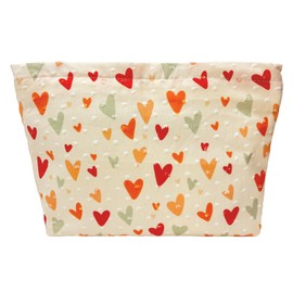 Torytoe Women's Make-Up Bag, Travel Cosmetic Bag with Zip, Toiletry Bag, Portable Make Up Organiser Bag for Girls, Travel, Home, Shopping, Colourful hearts, Freshness