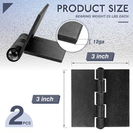 2 Pieces 3" Heavy Duty Weldable Hinges 12 Ga Welding Long Lasting Steel Butt Hinge Corrosion and Rust Resistant Metal Weld on Hinges for Trailer Door Heavy Gates