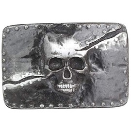 Brazil Lederwaren Split Skull Belt Buckle, 4.0 cm, Buckle Interchangeable Buckle, Belt Buckle, 40 mm Solid, Interchangeable Belt up to 4 cm, Silver, blackened