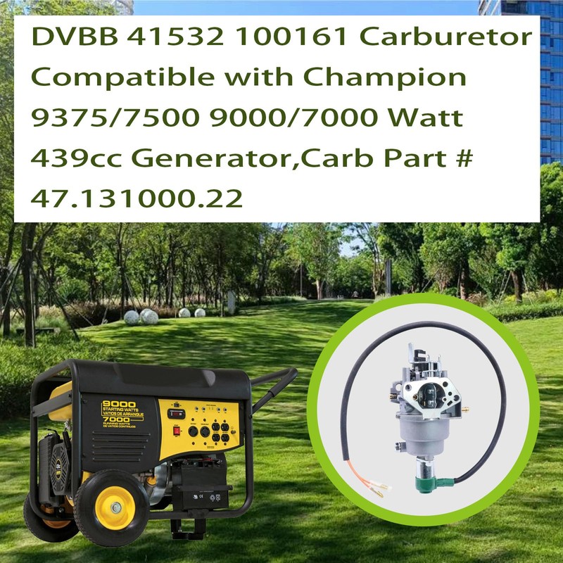 DVBB 41532 100161 Carburetor Compatible with Champion 9375/7500 9000/7000 Watt
