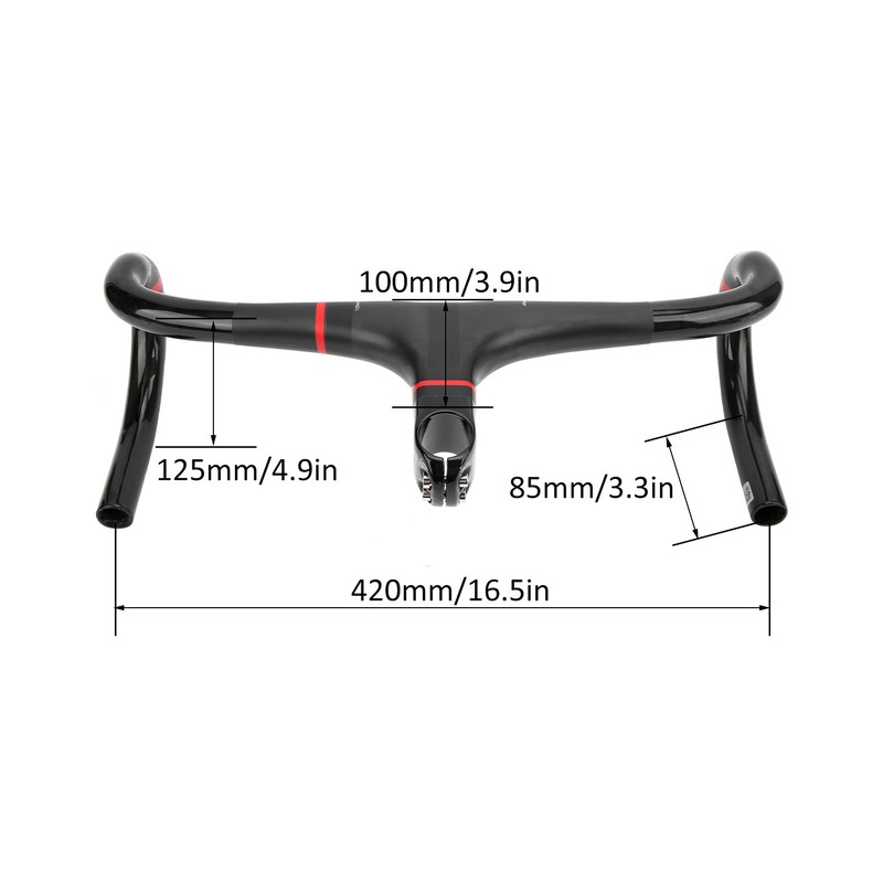 Spomann 420x100mm Carbon Fiber Road Integrated Bicycle Handlebar with Stem